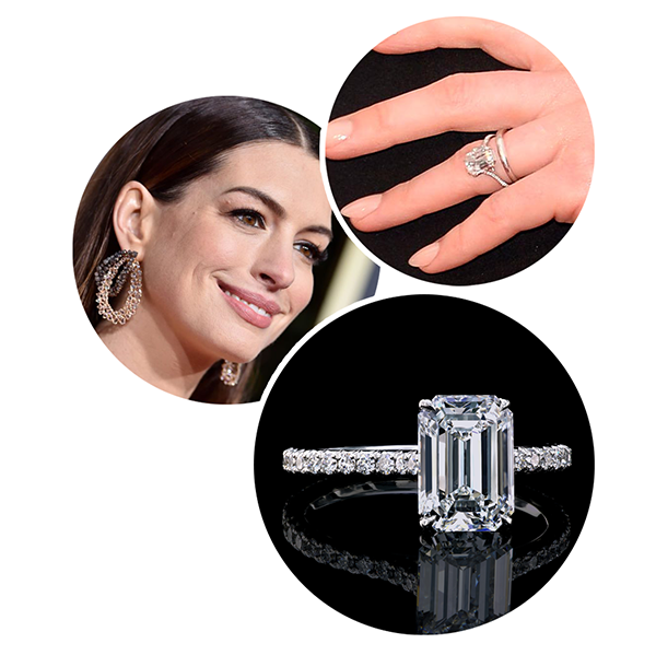 Anne Hataway leon mege engagement ring, diamond ring