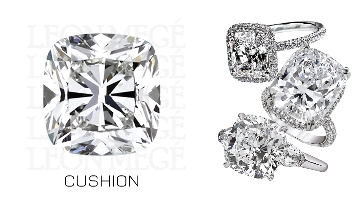 Cushion diamond modern cut illustration leon mege