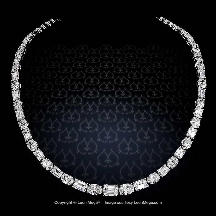 Leon Mege classic Riviera necklace with alternating oval and emerald-cut diamonds n800