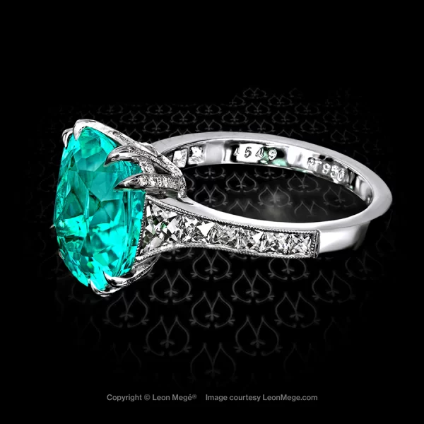 Leon Megé Mon Cheri™ statement ring with green Paraiba, micro pave accents and French-cut diamonds r4549