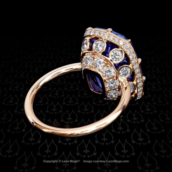 Cocktail ring with purple sapphire and diamond micro pave by Leon Mege.