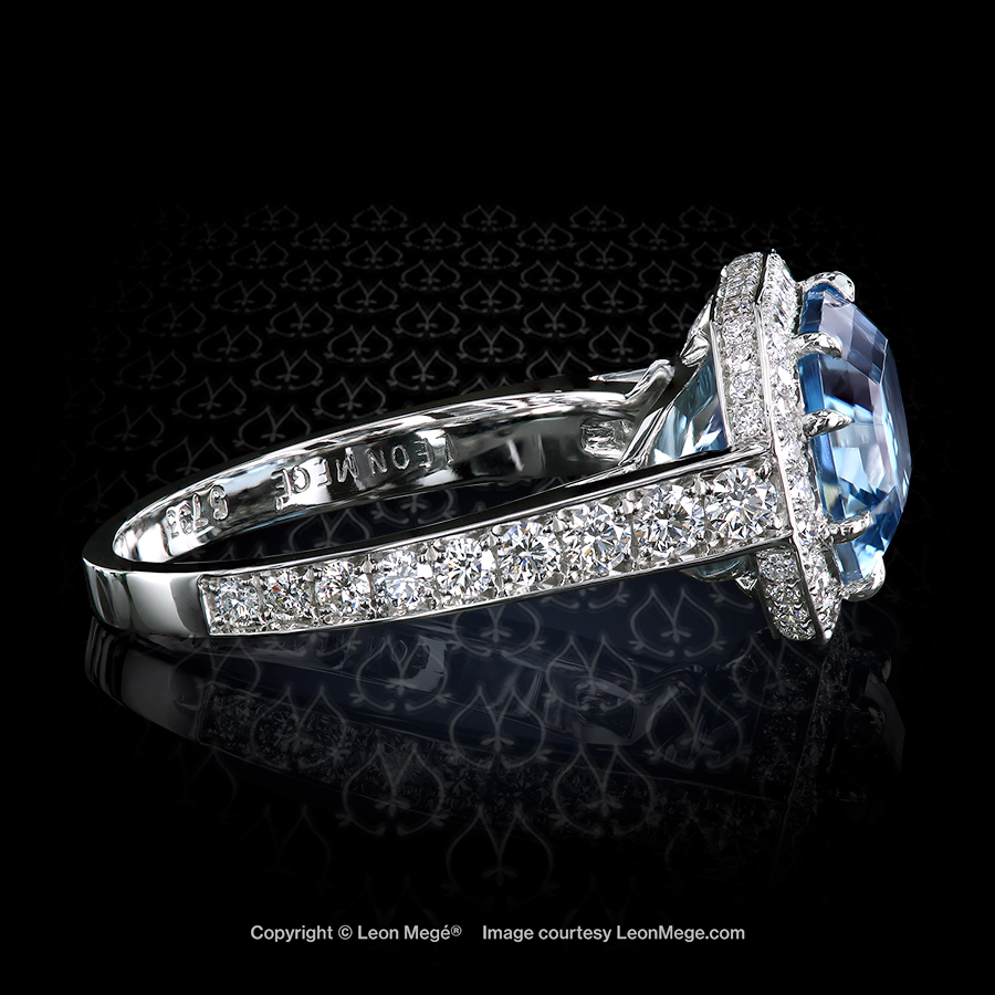 Leon Megé East-West statement ring featuring a spectacular Krupp-cut aquamarine r5793