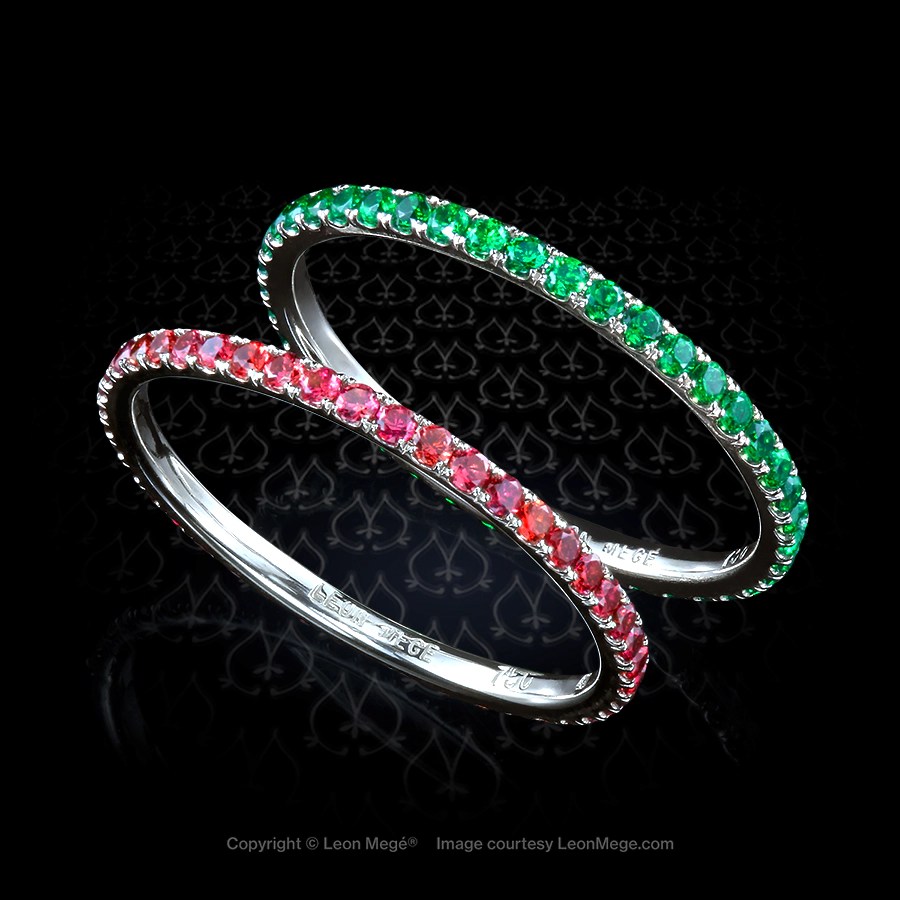 Micro pave string bands with spinel and tsavorite by Leon Mege.