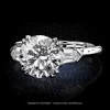 Leon Megé custom-made precision forged three-stone ring featuring a round diamond accented with tapered diamond bullets r6190