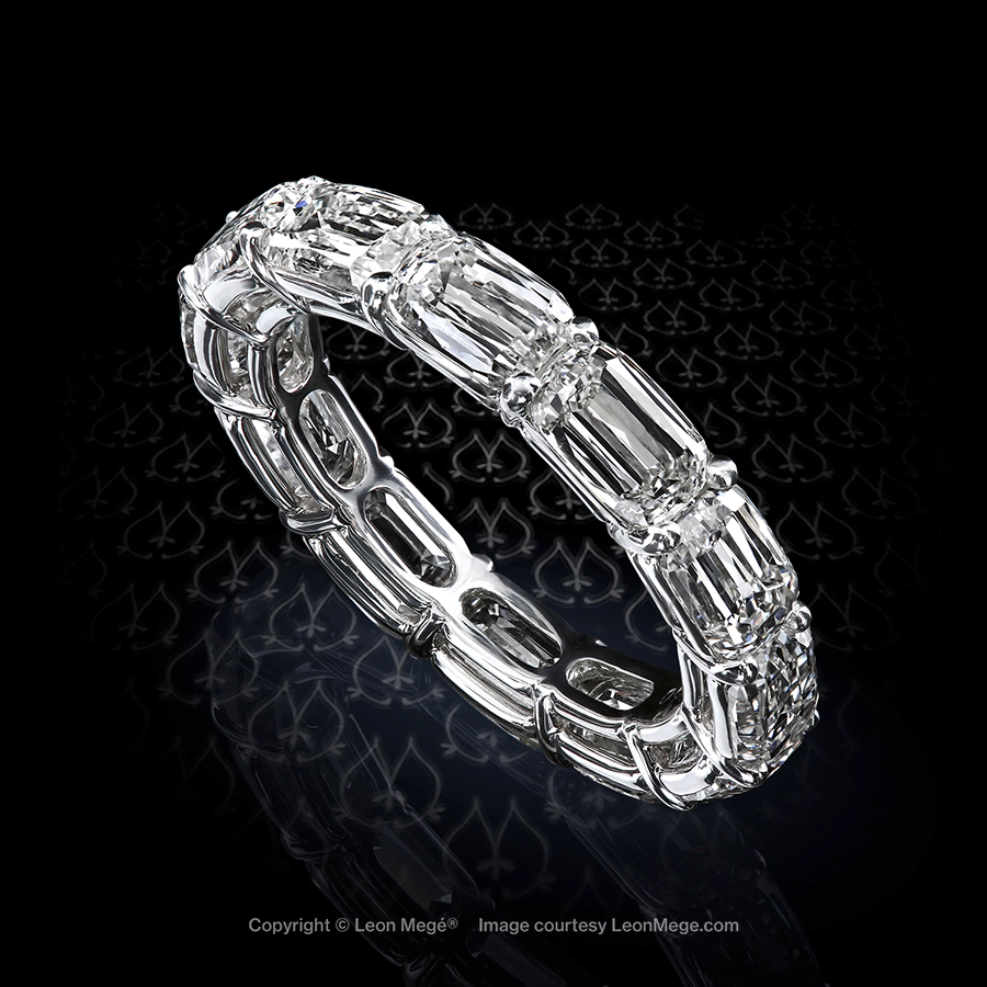 Leon Megé eternity band with rare mixed-cut elongated cushion diamonds in platinum r6170