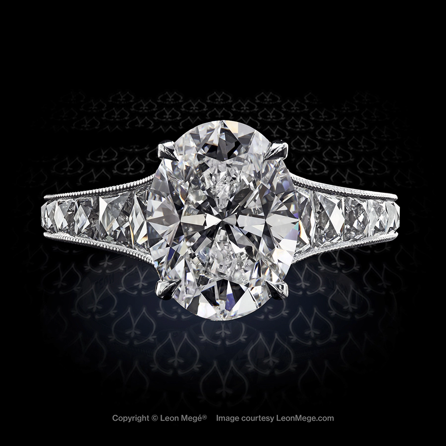 Mon Cheri engagement ring featuring an oval diamond by Leon Mege.