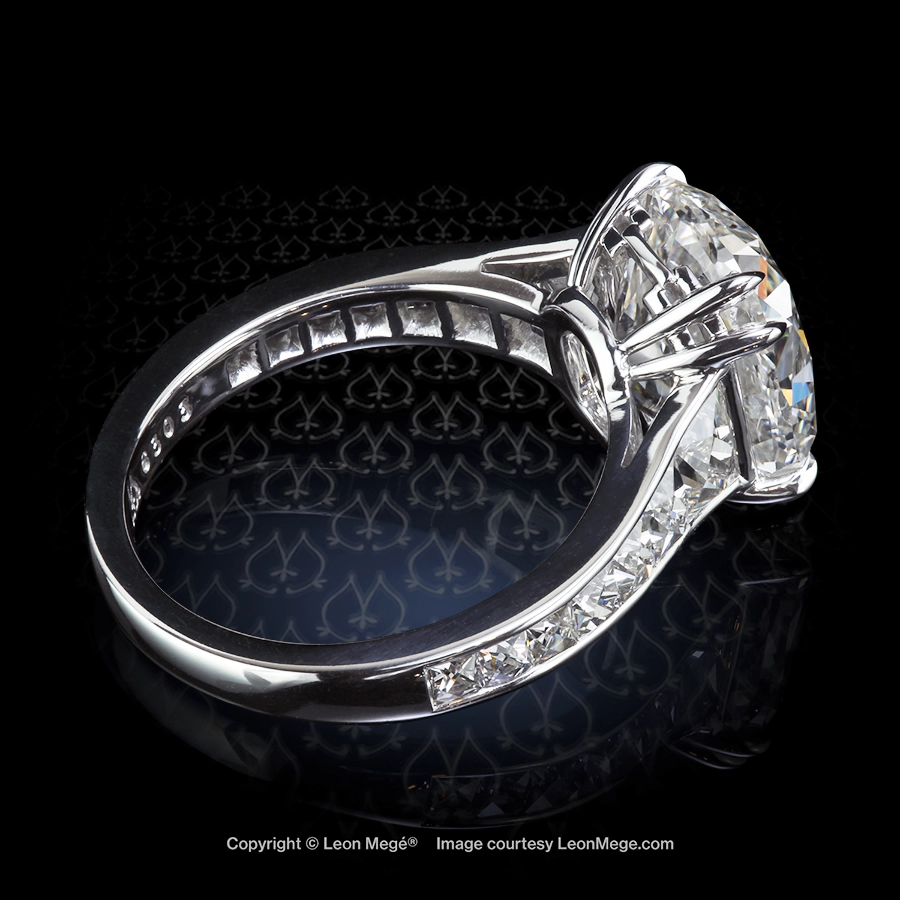 Leon Megé exclusive Mon Cheri™ engagement ring featuring a True Antique™ cushion diamond and channel-set French-cuts r6303