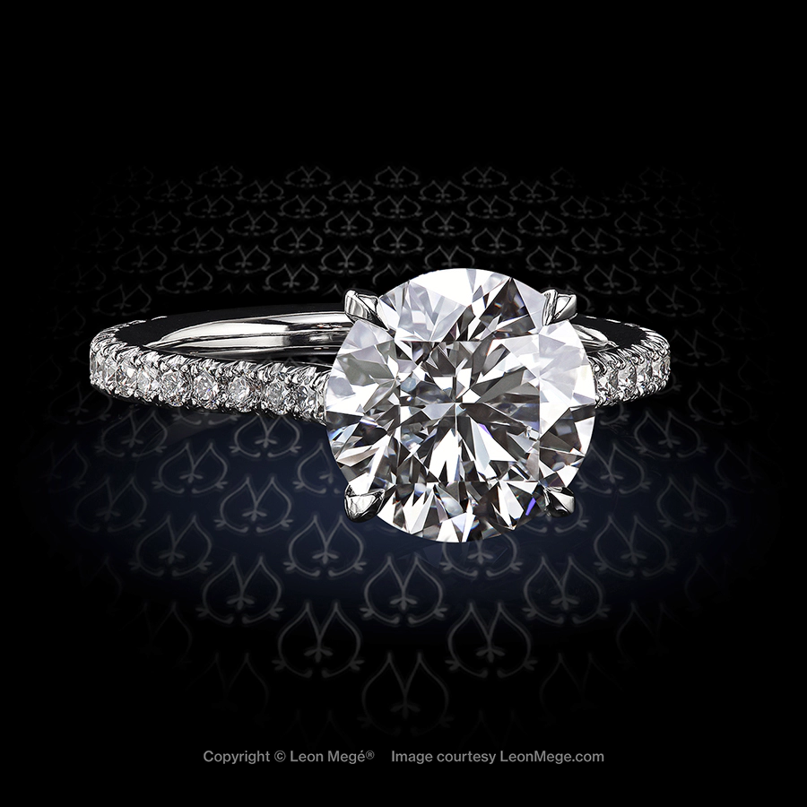 Leon Megé 401™ bespoke diamond solitaire with a round brilliant and sparkling micro pave r6243