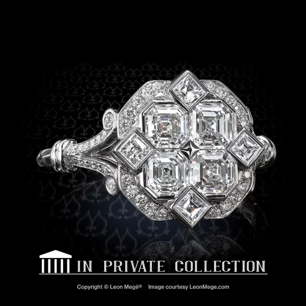 Leon Megé "Place Vendome" ring with Asscher cut diamonds arranged in perfect symmetry r5952