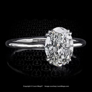 Leon Megé hand-forged Princessa™ solitaire featuring a natural oval diamond in double prongs r6219