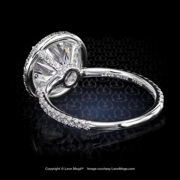 Leon Megé 811™ halo engagement ring with a perfect round diamond accented with ideal cut diamond micro pave r6348