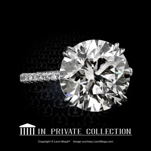 Leon Megé 411™ bespoke micro pave solitaire featuring an ideal-cut round diamond r6434