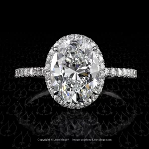 Leon Megé 811™ halo engagement ring with an oval diamond and lots of micro pave r6521