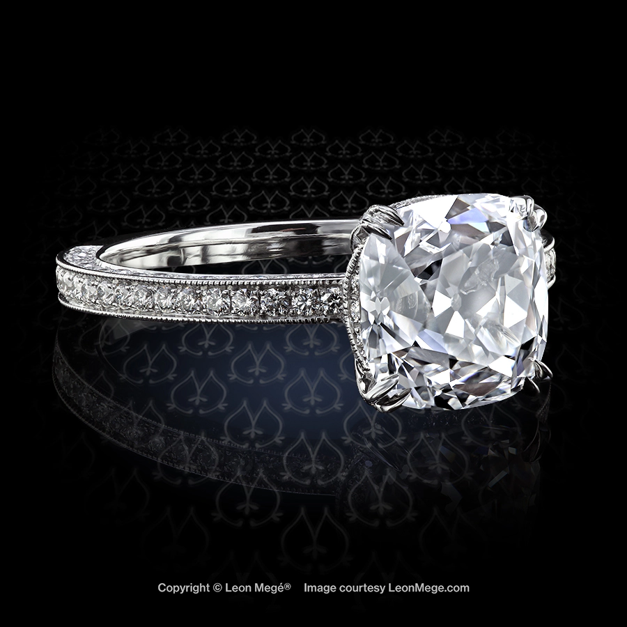 Leon Megé exclusive Cosmo™ engagement solitaire with a True Antique™ cushion diamond r6500
