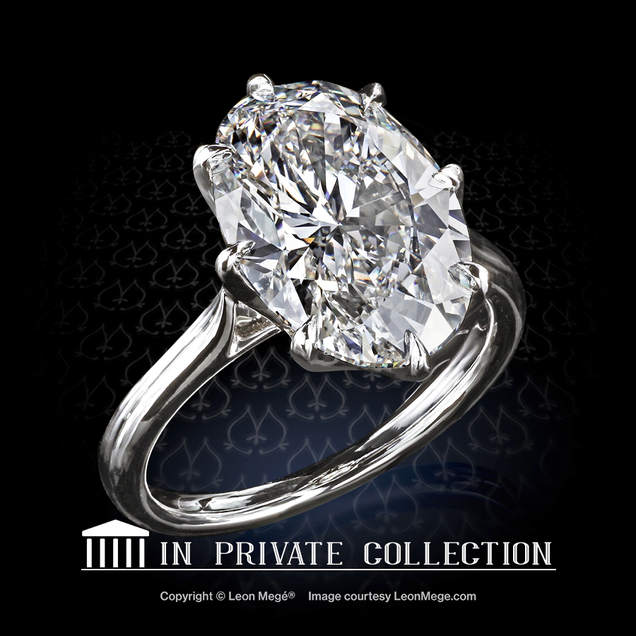 Leon Megé solitaire fwith an exceptional oval diamond in a crown-style eight-prong setting r6668