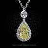Leon Megé micro pave halo pendant with pear-shaped fancy yellow diamond on a platinum chain p5837