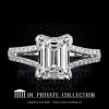 Leon Megé bespoke Gina™ ring with emerald cut diamond in micro pave peek-a-boo halo r6387