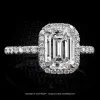 Leon Megé 811™ ring featuring an emerald cut diamond with dazzling micro pave halo r6611