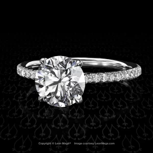 Leon Megé 401™ cathedral micro pave solitaire featuring a super brilliant round diamond r6591