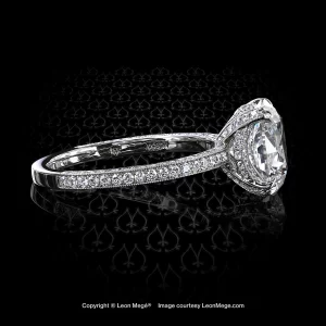 Leon Megé exclusive Cosmo™ solitaire with a spectacular round diamond and bright-cut pave r6789