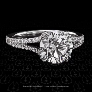 r6497 Leon Mege split shank engagement ring featuring a round diamond