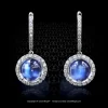 Leon Megé precision-forged drop earrings with Sri-Lanka moonstones with diamond micro pave on the halo and French wire e3260