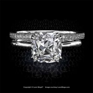 r6347 Leon Mege Princessa solitaire featuring a True Antqiue cushion cut diamond