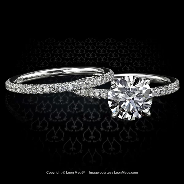 Leon Megé 401™ micro pave solitaire with a round diamond in a single-claw prong setting r6501