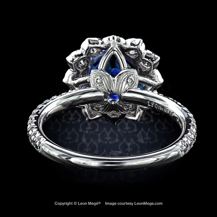 r6503 Leon Mege Lotus engagement ring featuring a natural blue sapphire.