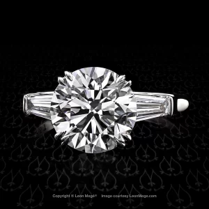 r6557 Leon Mege Three stone engagement ring featuring a round diamond