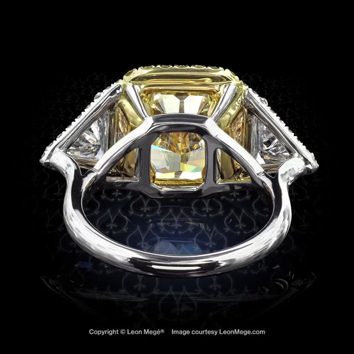 Leon Megé Montpassier™ three-stone micro-pave ring with a fancy yellow diamond and trillions r6665
