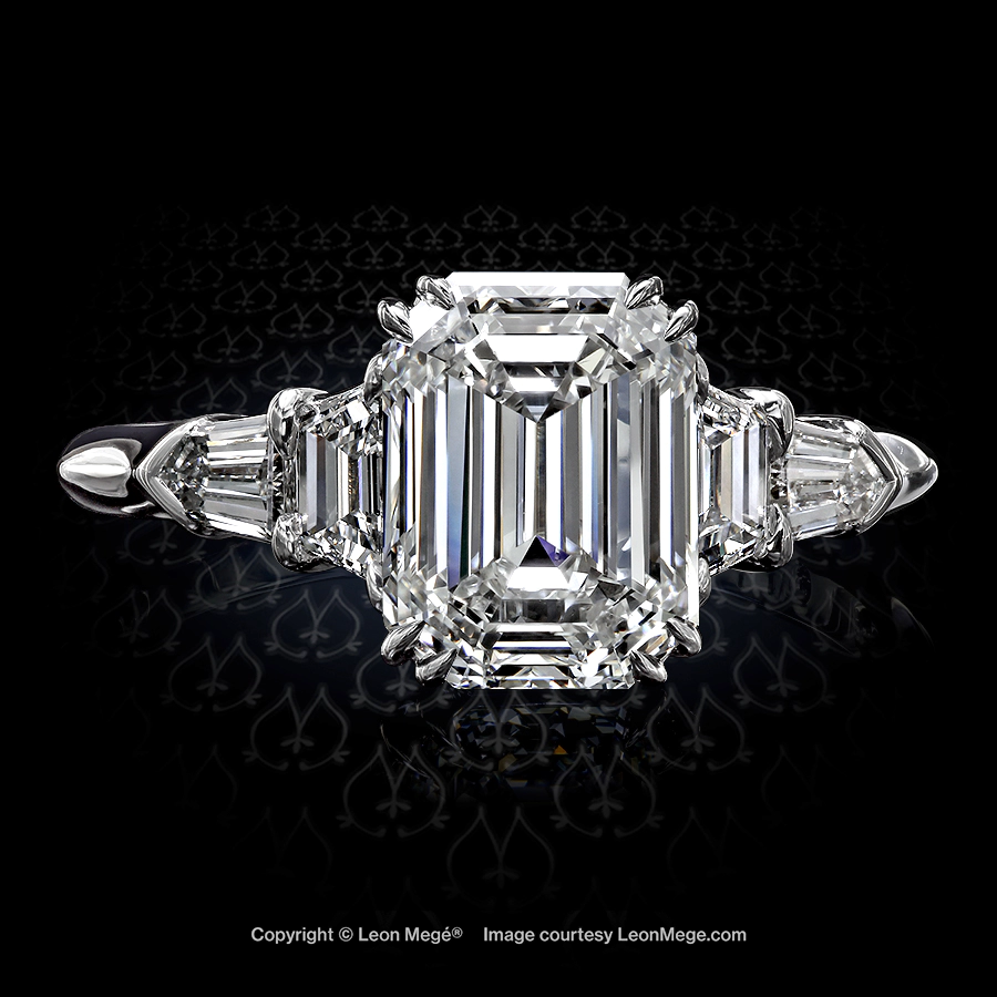r6719 Leon Mege Five stone ring featuring an Emerald cut diamond