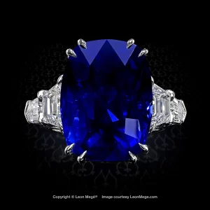 r6746 Leon Mege Five stones couture ring featuring a natural blue sapphire