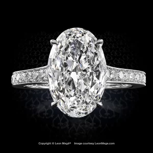 Leon Megé 301™ bespoke solitaire with oval diamond and graduated bright-cut pave on the shank r6748