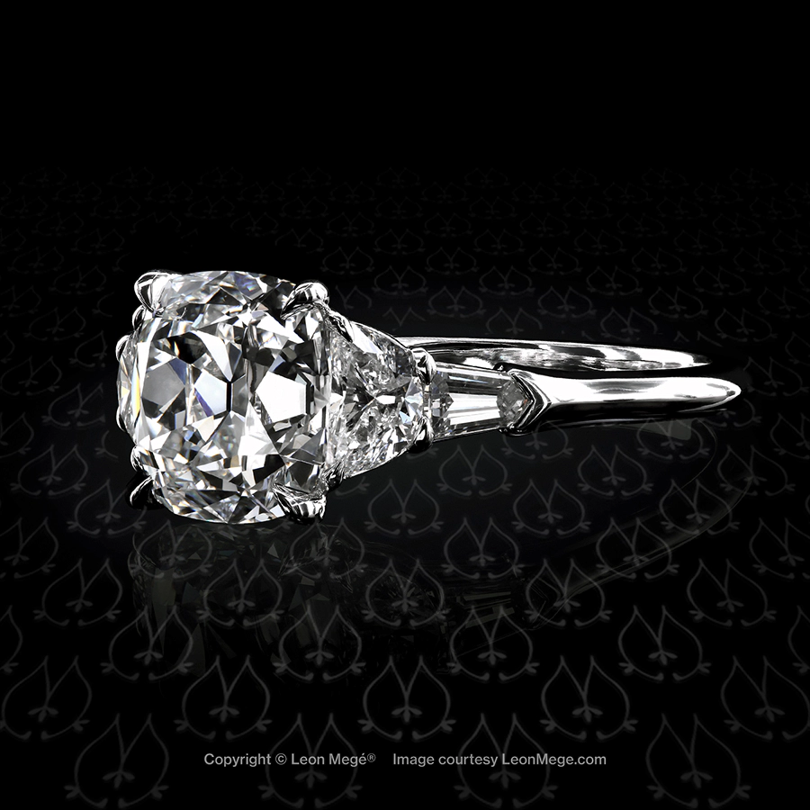 r6659 Leon Mege Five stones ring featuring a True Antique cushion diamond