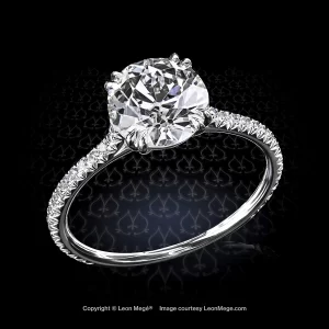 Leon Megé 401™ cathedral solitaire with an Old European cut diamond and secret ruby r6947