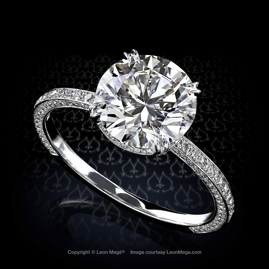 Leon Megé exclusive Cosmo™ solitaire with a round diamond in a micro pave-encased mounting r6906