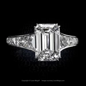 Leon Megé Mon Cheri™ bespoke engagement ring with an emerald cut diamond and channel-set French cut diamonds r6311