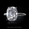 Leon Megé precision-forged Princessa™ cathedral solitaire showcasing True Antique™ cushion diamond in a platinum mounting with single claw prongs r6534