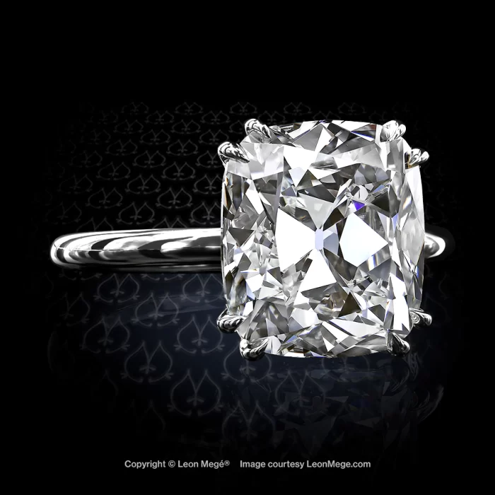Leon Megé majestic 410™ solitaire with a True Antique™ cushion diamond and micro pave accents r6969
