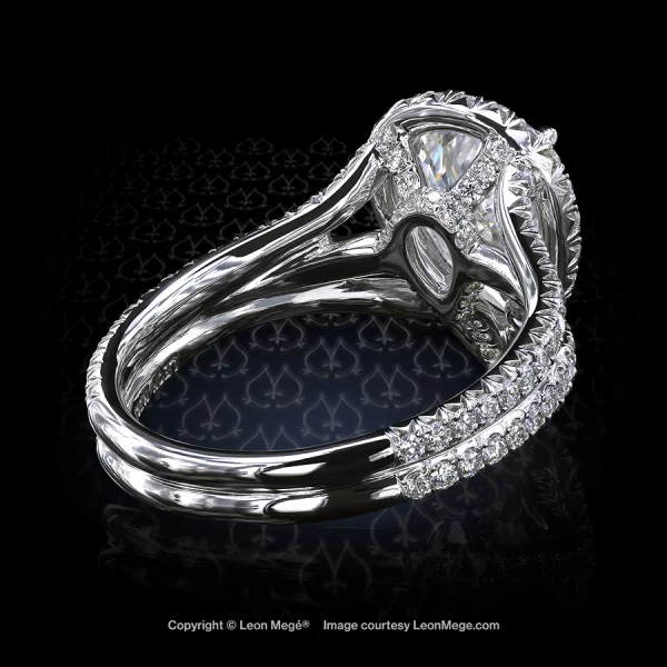 Leon Megé engagement ring with a pear-shaped diamond surrounded by a dazzling pave halo r7009