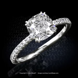 Leon Megé 401™ engagement ring with a True Antique™ cushion diamond in a micro-pave mounting r6775