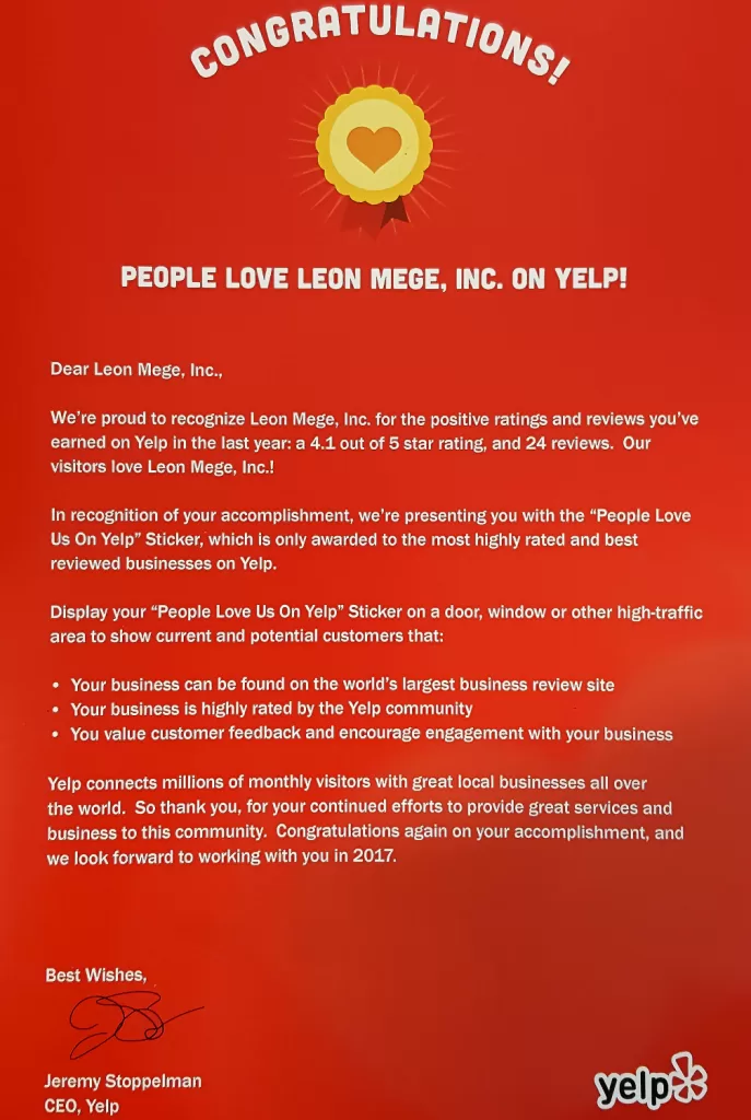 Yelp loves Leon Mege Filtered reviews illustration