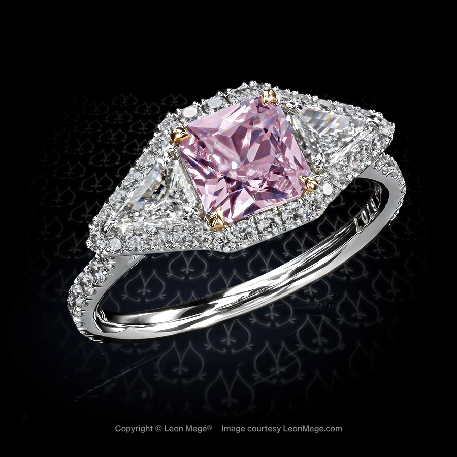 Leon Megé "Eye of the Passion" Montpassier™-style three-stone ring with a pink sapphire r6707