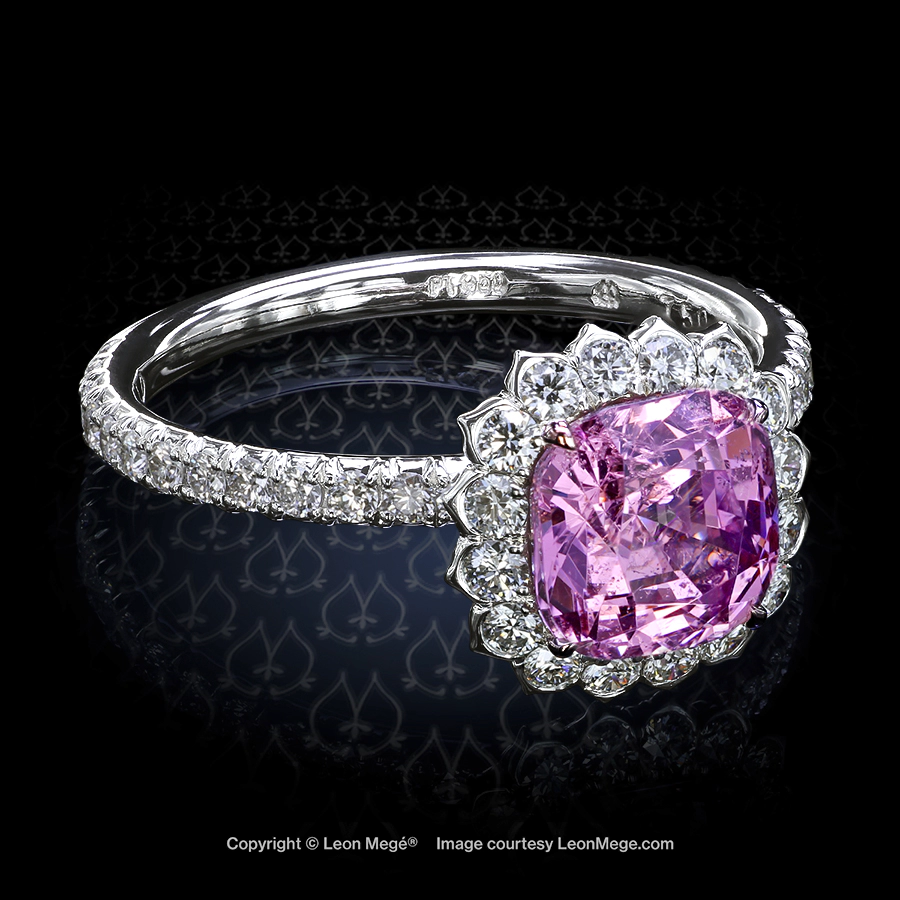 Lotus™ halo ring with pink spinel by Leon Megé r6940