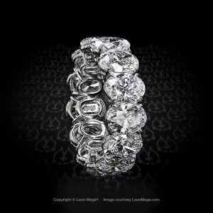 Leon Megé exquisite hand-forged eternity band with brilliant oval diamonds in platinum r6992