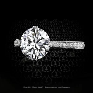 Pave encrusted solitaire with round brilliant 2.46 carats GIA diamond by Leon Mege.