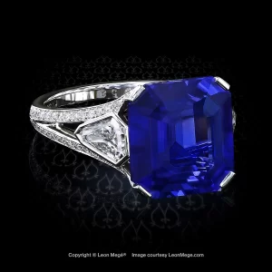 Split shank statement ring with a natural color changed sapphire by Leon Mege.