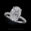 Glamorous Leon Mege 413™ micro pave solitaire with an oval diamond in a hand-forged ring r6960