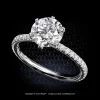 Leon Megé Tulip™ solitaire with a round diamond in six prongs and micro pave on the shank r7031